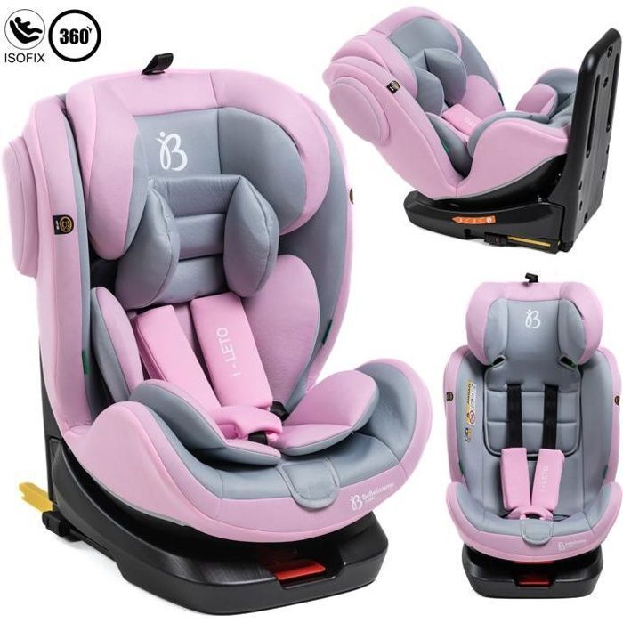 BEBELISSIMO - Isofix car seat - 360° swivel - 40-150cm - 0-36kg - i-size - Leto - pink - side impact protection