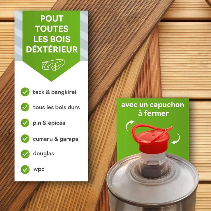 saturateur bois exterieur [500ml] vernis bois exterieur incolore pour tous les bois à l'extérieur,huile de lin pour bois exterieur