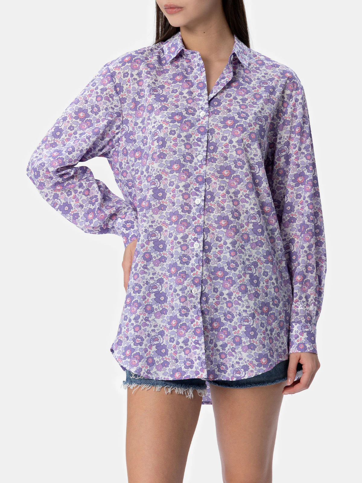 Oversized katoenen damesblouse met Betsy Brigitte-print | Gemaakt met
