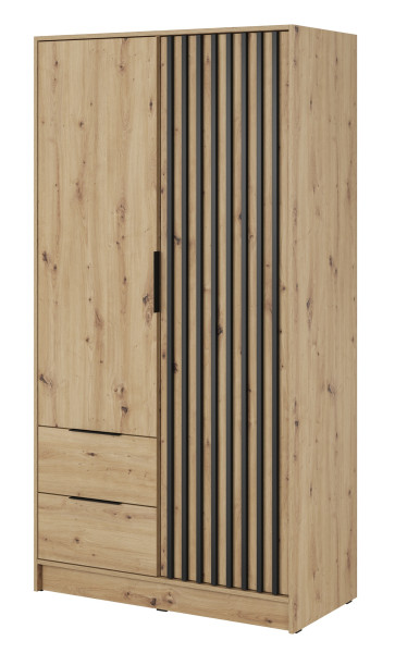 Szafa KELLY dwudrzwiowa z lamelami 105 cm - dąb artisan