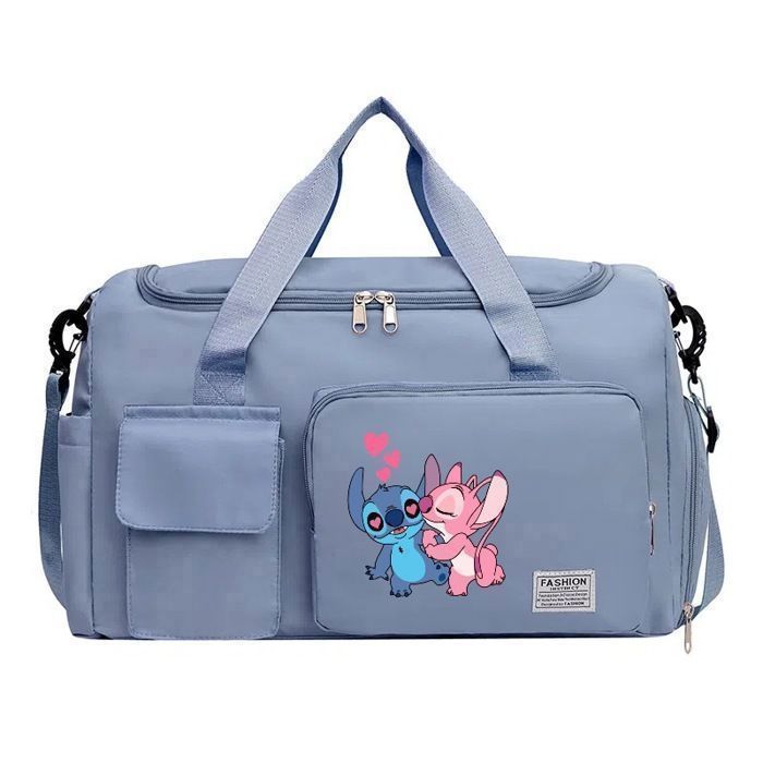 Bolso tote de poliéster con forro Oxford, bolso de viaje plegable grande con compartimento para zapatos, azul.