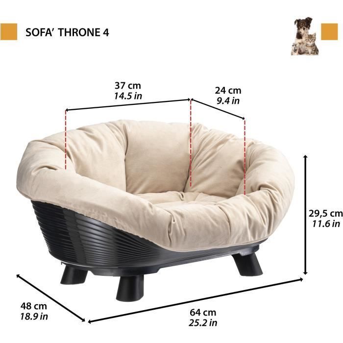 Cesta con cojín negra - Tamaño M - 64 x 48 x 25 cm - FERPLAST