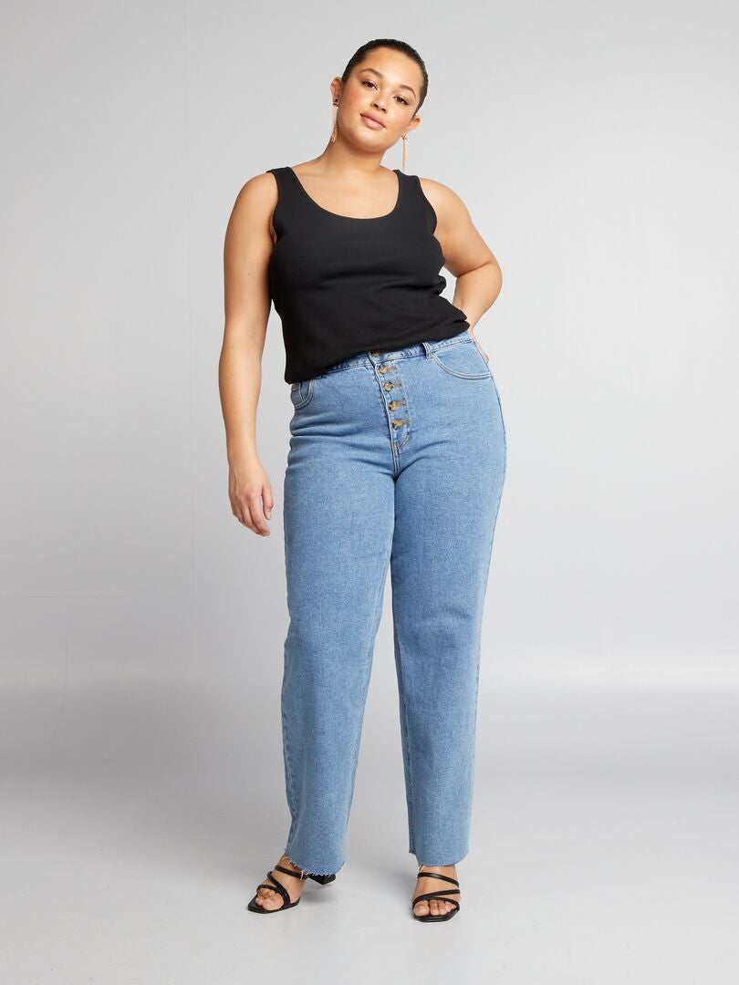 Eenvoudig geribbeld tanktopje - zwart