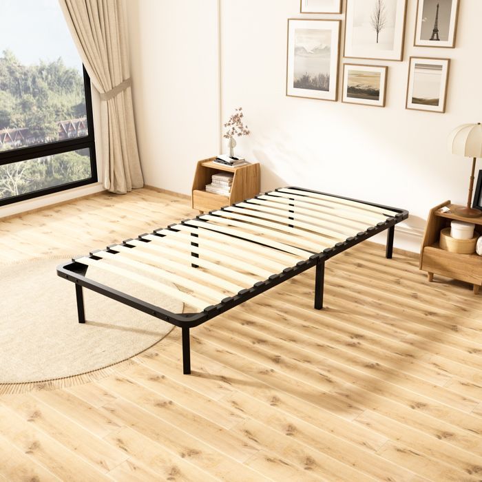TUNCCO Sommier 90x190cm, avec 6 Pieds,  Sommiers à Lattes pour AdulteEspace de Rangement de 29 cm