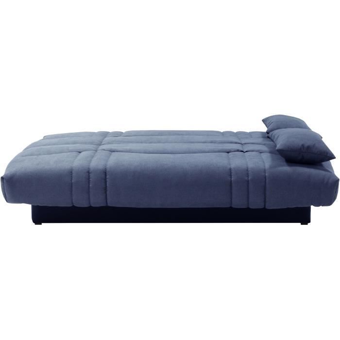 Sofá cama THELMA de 3 plazas - Tela Soro azul oscuro - Superficie para dormir 125 x 190 cm - Ancho 190 x Profundidad 92 x Alto 96 cm