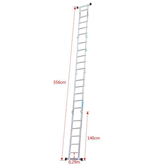 Escalera - HENGMEI - 6 en 1 - Aluminio - Plegable - Carga 150 kg