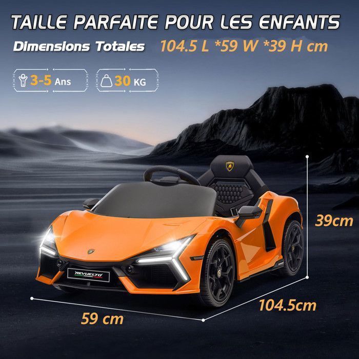 Lamborghini Revuelto Auto Elettrica - LALAHO - 3 Velocità, con Telecomando 2.4G, per Bambini dai 3 ai 6 Anni, Arancione