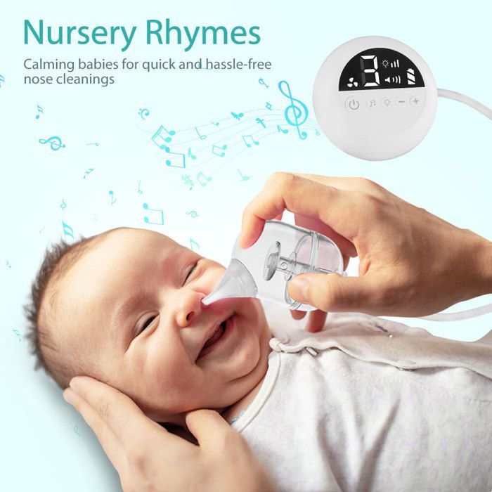 Aspirador nasal eléctrico para bebés con 9 niveles de succión, música y luces integradas, aspirador nasal eléctrico