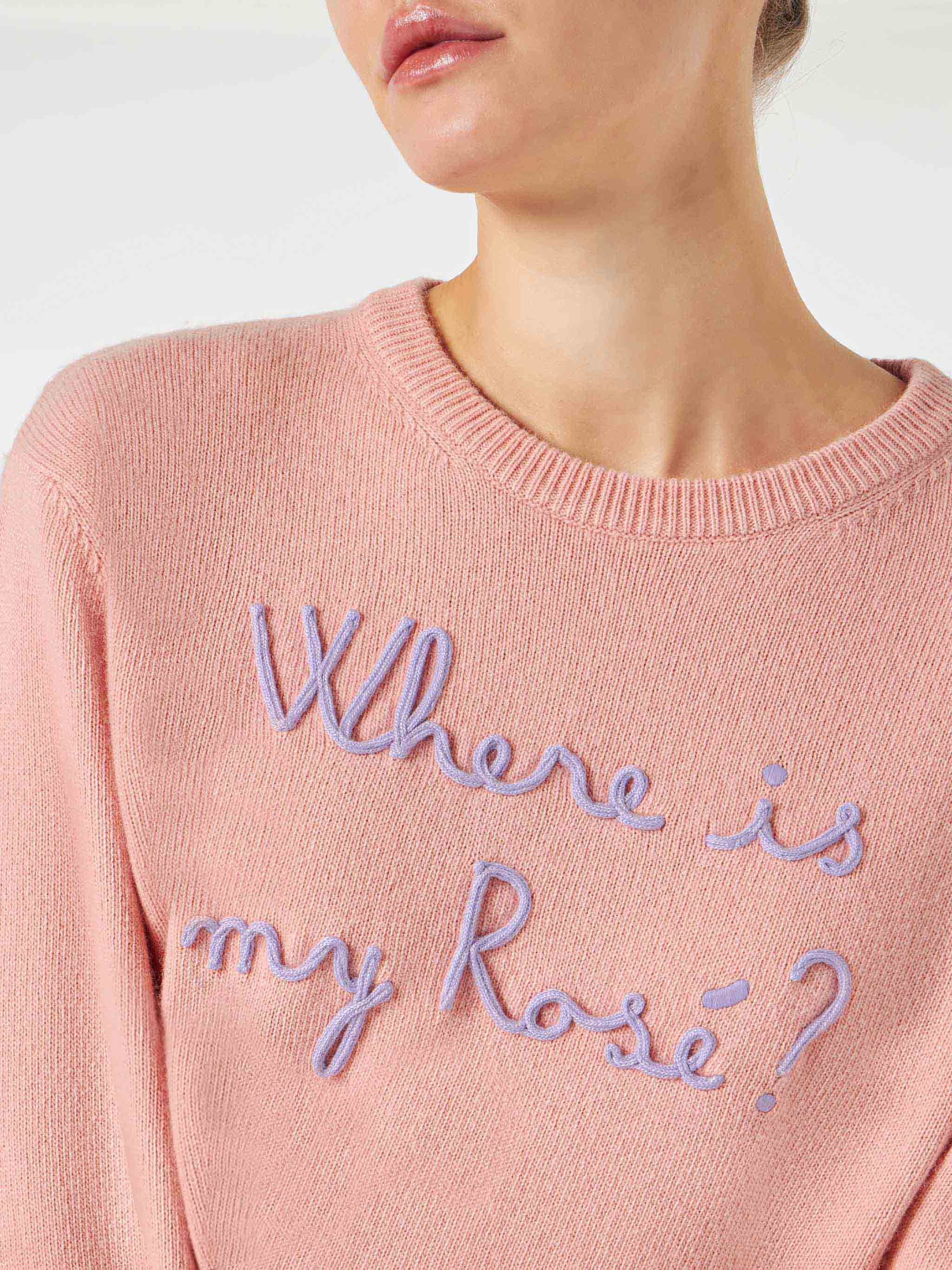 Damenpullover mit Stickerei „Wo ist mein Rosé?“