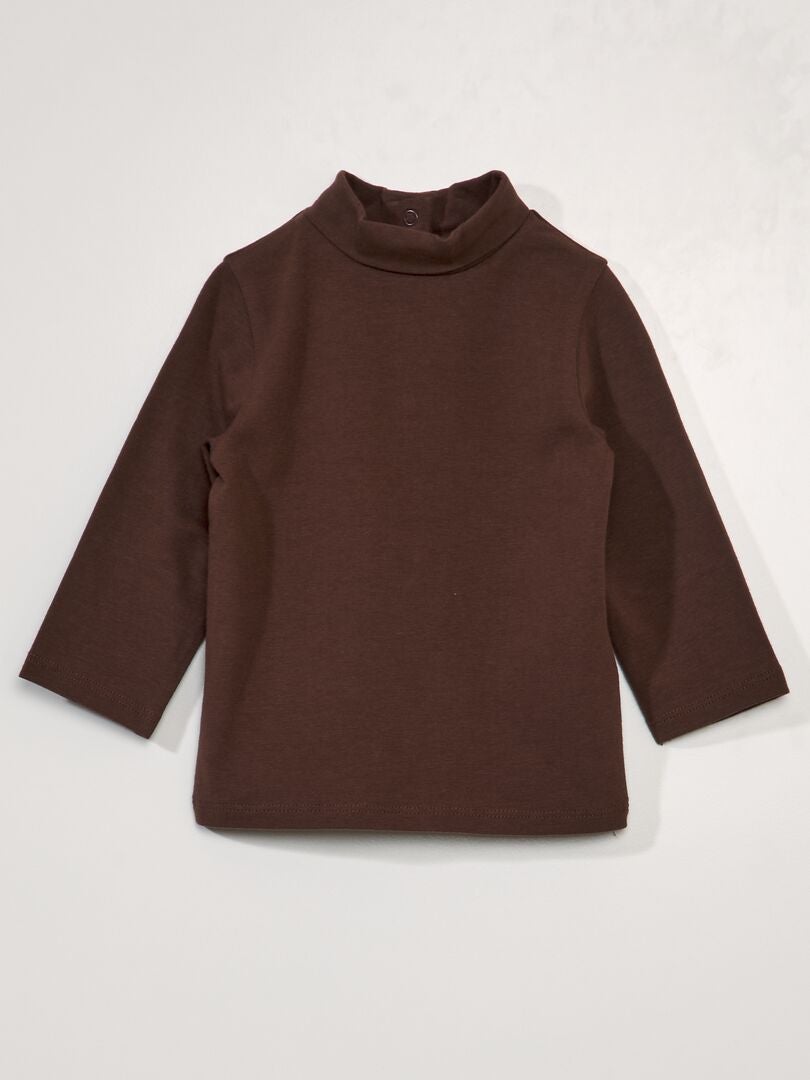 Camiseta lisa de punto - MARRÓN