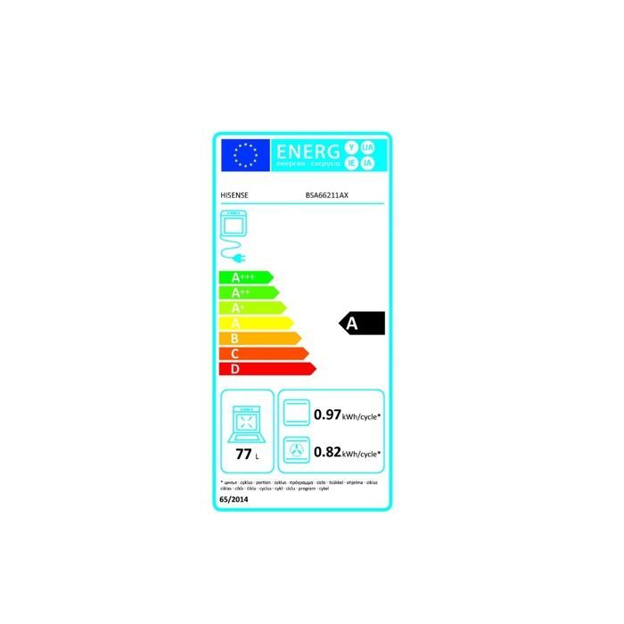 Horno multifunción integrable Hisense de 77 L y 60 cm con limpieza hidrolítica, acero inoxidable - BSA66211AX