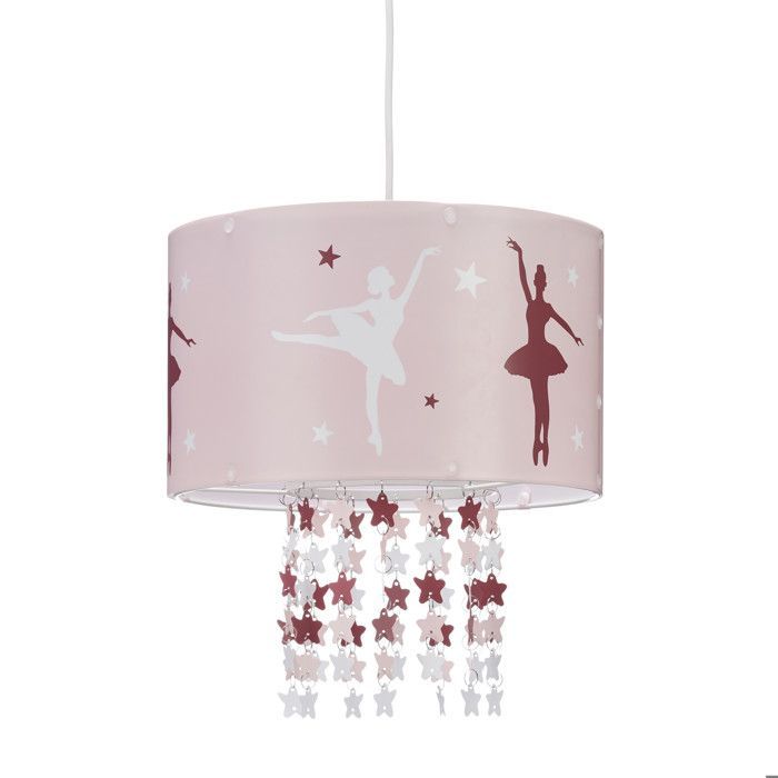Relaxdays Lampe à suspension fille danseuses étoiles ballerines plafond motifs étoiles mobile chambre enfant, rose