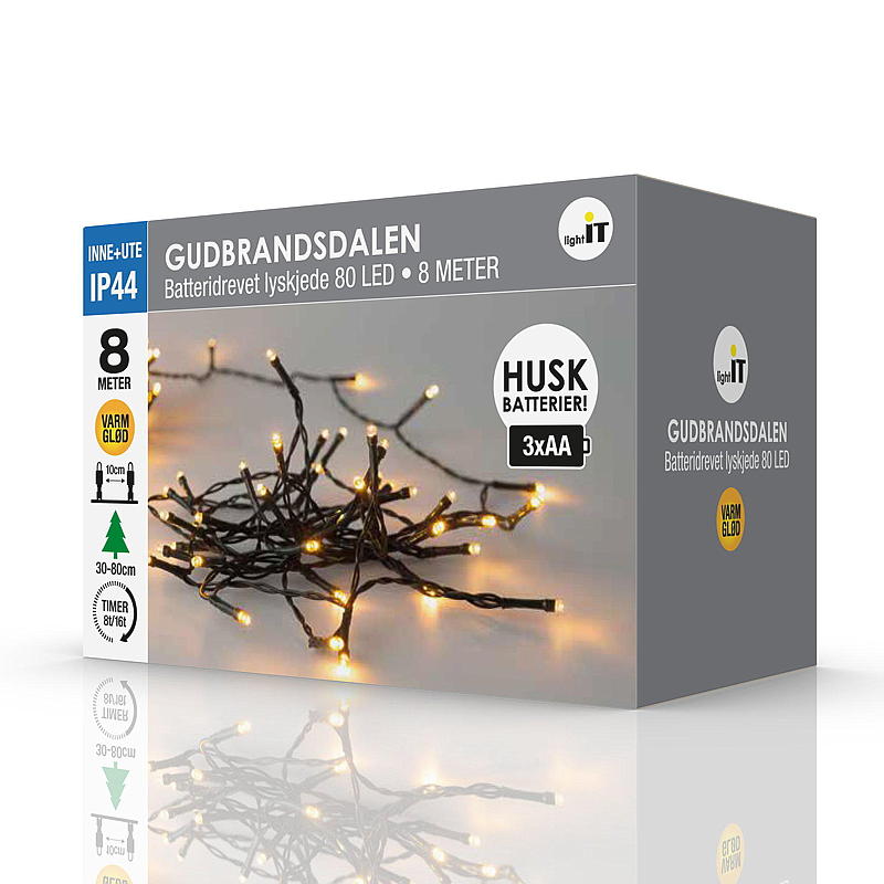 Light IT Lyskæde 80 LED Varm glød, Gudbrandsdalen