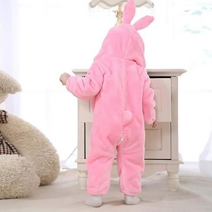 Pijama infantil FUNMOON com estampa de animais, quentinho e perfeito para o inverno, Natal e festas - Rosa