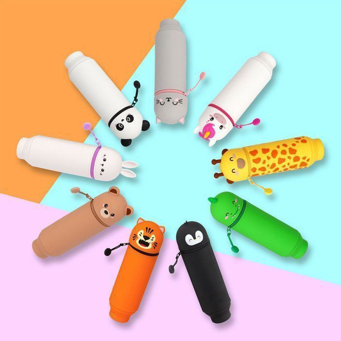 LEGAMI - 2-in-1 Zachte Siliconen Etui voor Schoolpotloden - Kawaii, Pennenhouder, Siliconen Rits, Pennenzakje, Potloden