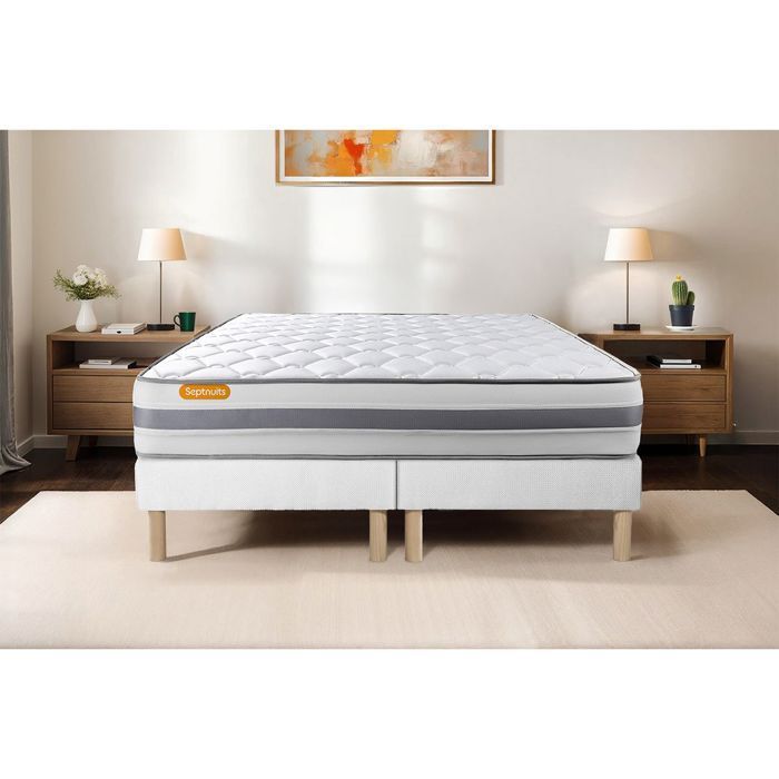 Matelas 180x200 + double sommiers 90x200 Memo Spring Ressorts ensachés 3 zones de confort MAXI épaisseur