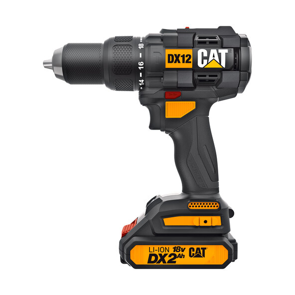 Furadeira de impacto 18V, 65 Nm, DX12.3, inclui 2 baterias e carregador.