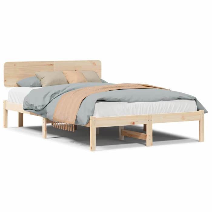 Cama doble CHIC para adultos - 120 x 190 cm. Estructura de cama natural de 120 x 190 cm, madera maciza de pino. #Sara44470