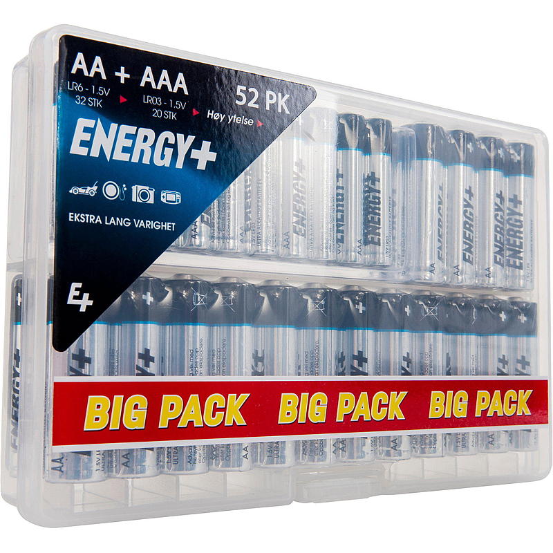 Energibatterier AA/AAA 52-pakning, Power Energy