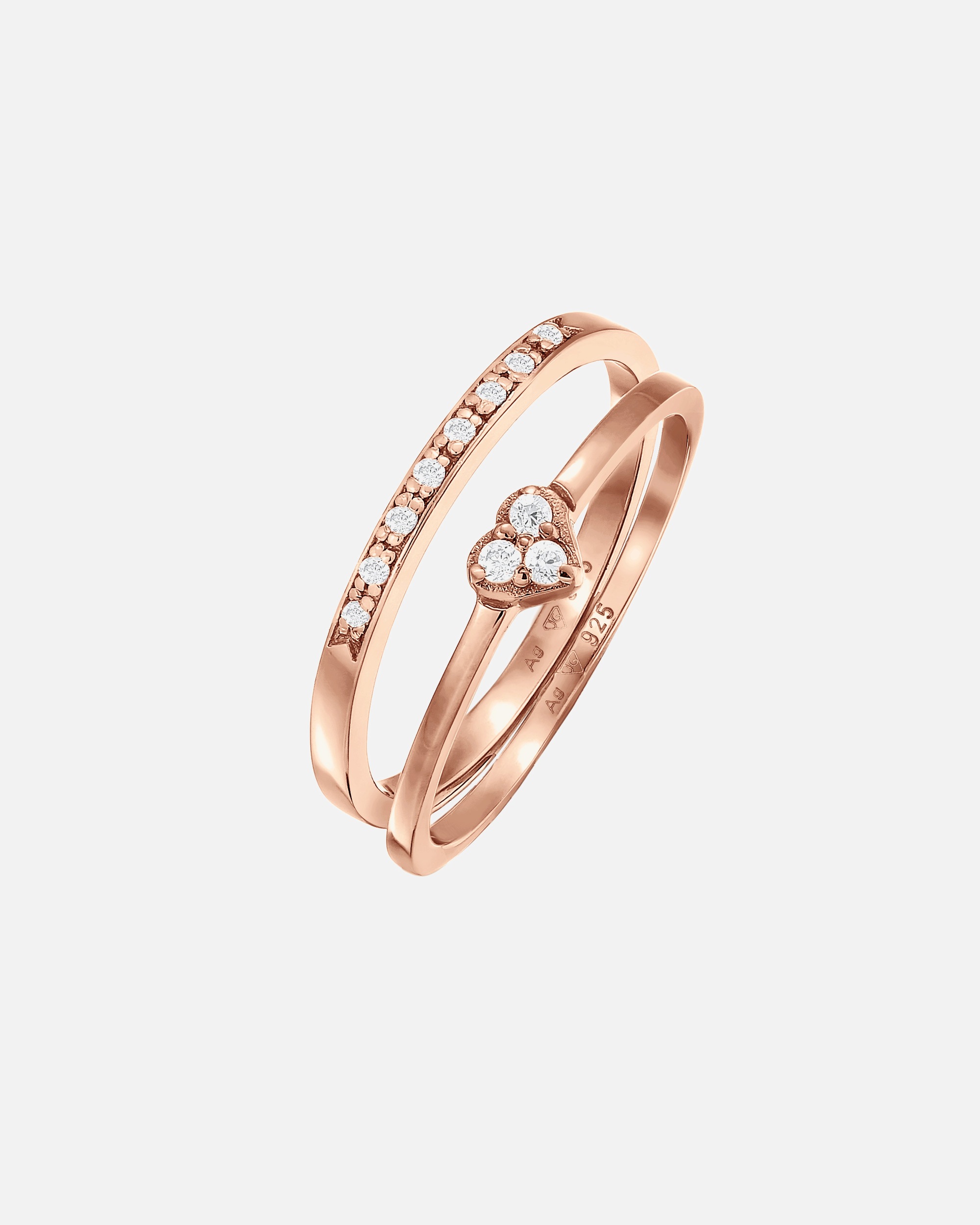 Elli Femmes Coeur Mémoire 2 pièces avec Cristaux de Zirconium en Argent Sterling 925