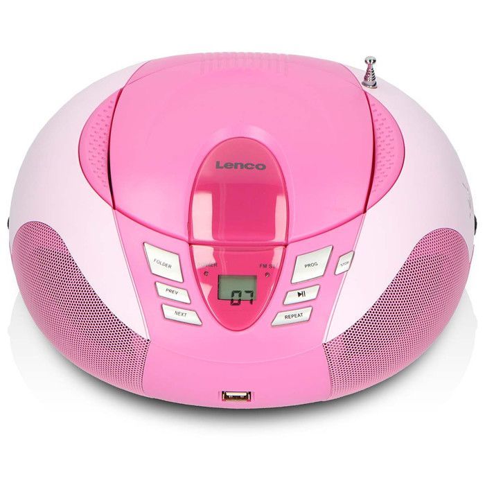 Lenco SCD-37 USB Pink - Radio FM et lecteur CD/USB portable - Rose