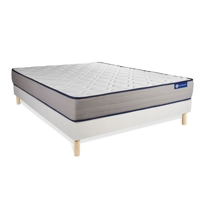 Ensemble Matelas Sommier 120x190 cm - Sommier Blanc (en kit) - Actilatex Form