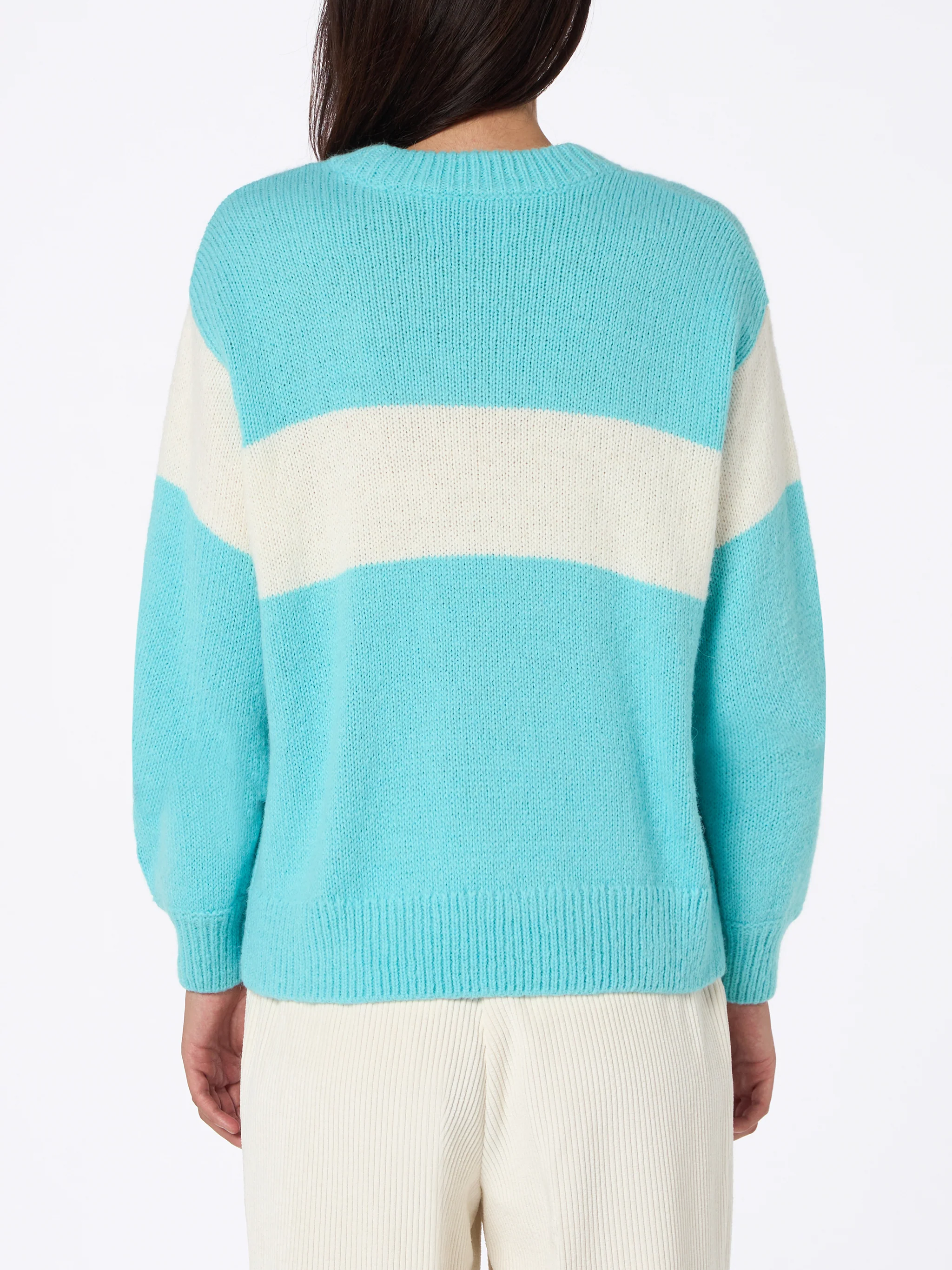 Maglione da donna azzurro Danya con stampa Apres Ski