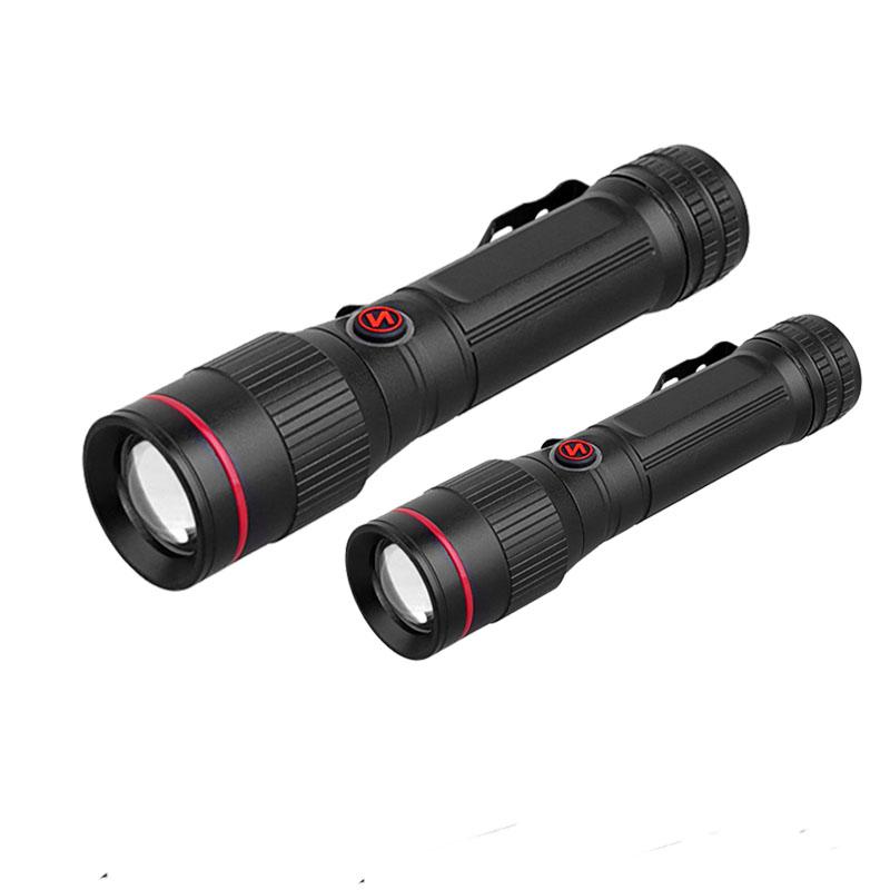 Linterna LED portátil brillante de 3 a 5 pulgadas, resistente al agua, con carcasa a presión, recargable por USB, para camping y actividades al aire libre.