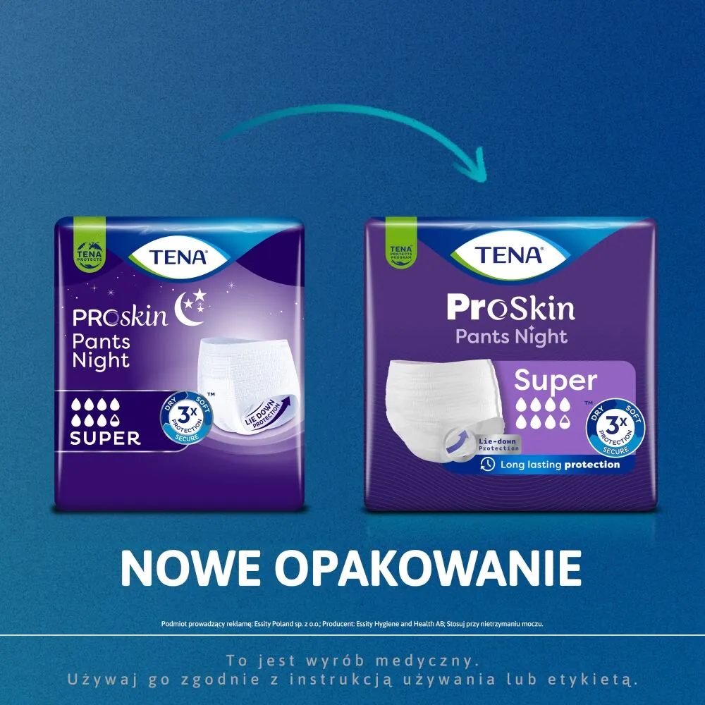 Tena Pants Proskin Super Night Majtki chłonne na noc Rozmiar L, 30 Sztuk