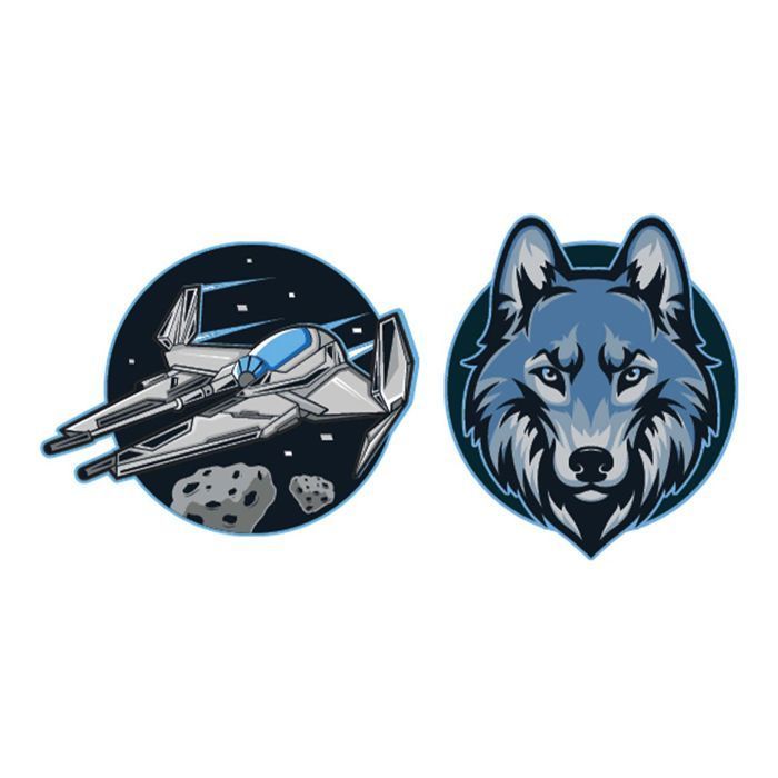 Schneiders Patches bleu bleu foncé pour fille et garçon - Patches Set 2 teilig Spaceship+Wolf 327005