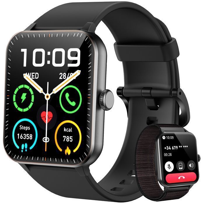 Montre Connectée Homme Femme Fitness, Écran 1.85