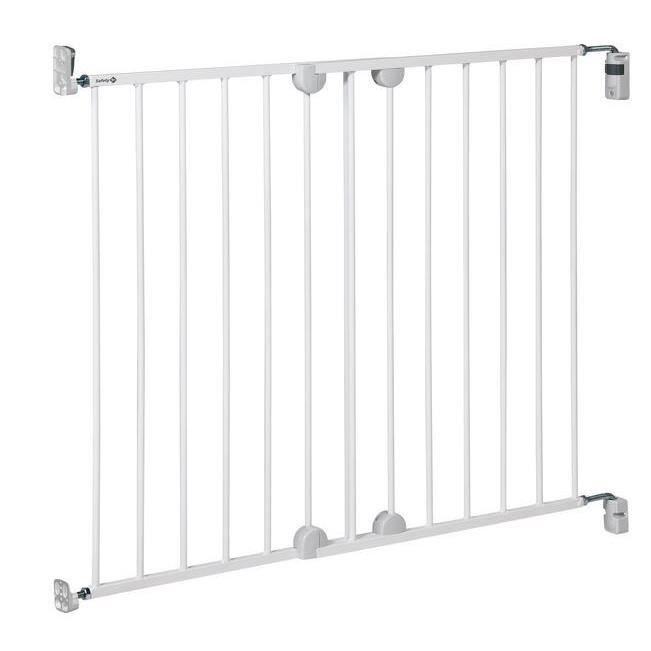 SAFETY 1ST Wall-fix extending safety gate, 62 to 102 cm wide, one-hand opening in both directions - white metal, fixing
