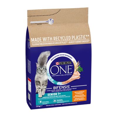 Ração seca para gatos PURINA ONE Senior 7+ com frango e grãos integrais