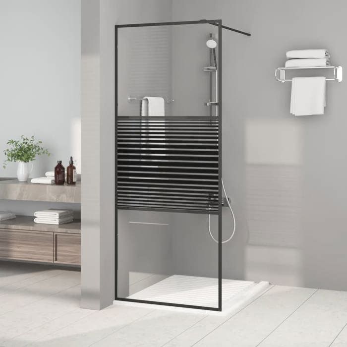 Mampara de ducha vidaXL, separador de ambientes, cabina de ducha, interior de baño, resistente a salpicaduras, negro, 80x195 cm, 152145