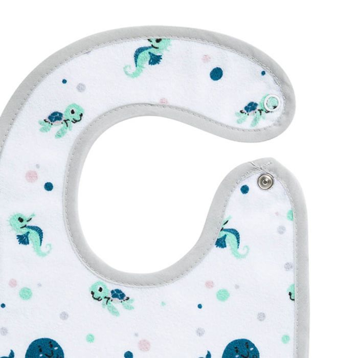 Babycalin - 2 bavoir naissance Marin Bio - Bavoirs bébé à pressions 17x29 cm