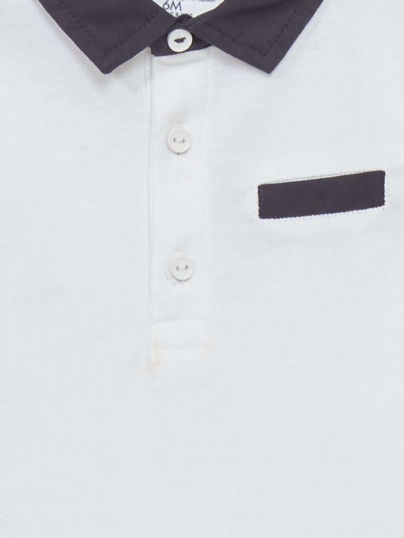 Body estilo polo em piqué - Branco