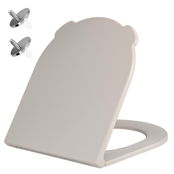 AquaWise Abattant WC Silencieuse Résine Duroplast Cuvette Wc softclose Antibactérienne Rapide à Nettoyer Démontage Facile Crème
