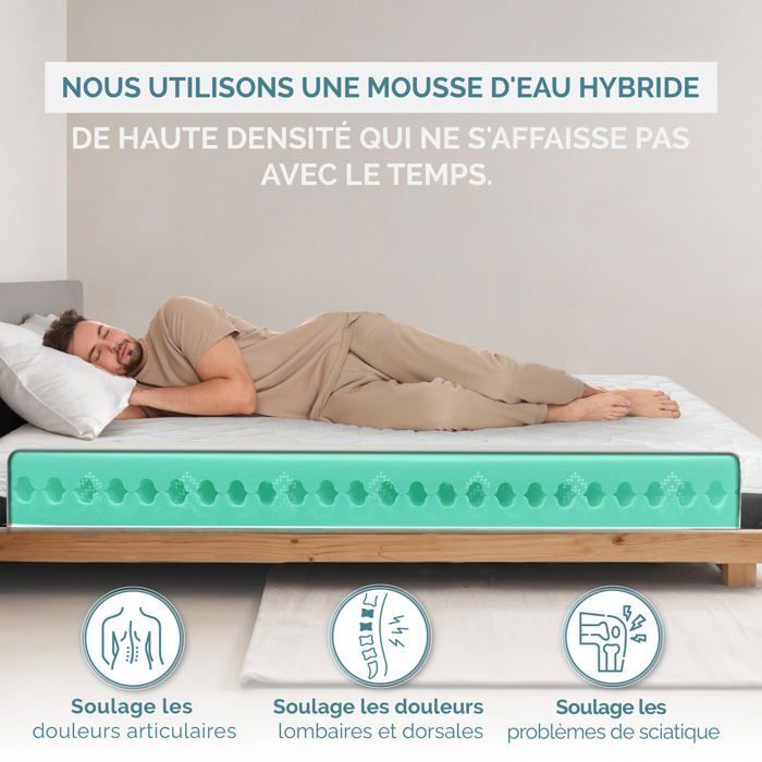 TANHK high-density memory foam mattress, 120x200cm, 20cm thick, firm, hypoallergenic, removable cover, made in Italy