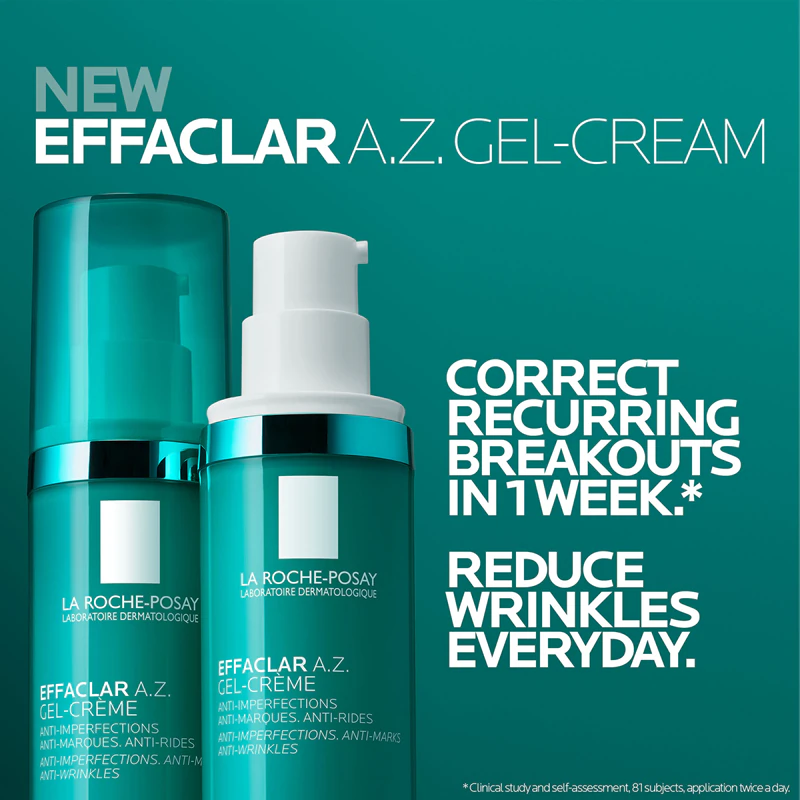La Roche-Posay Effaclar AZ Gelcrème tegen acnegevoelige huidonvolkomenheden.