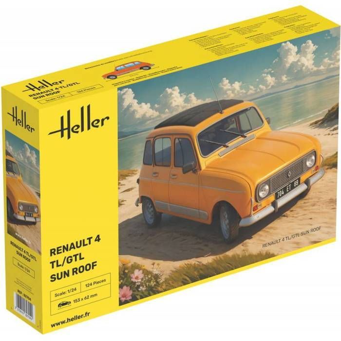 Maquette Voiture - HELLER - Renault 4 Tl/gtl Sun Roof - Échelle 1:24 - Vintage - Mixte