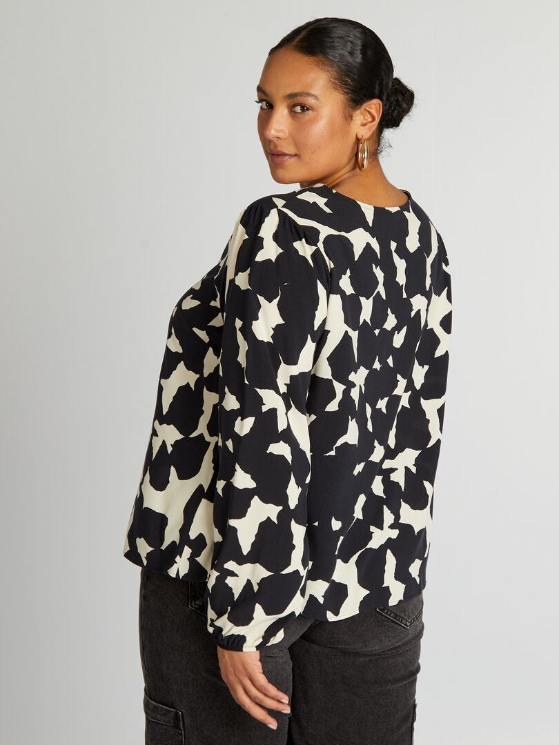 Blouse met patroon - ZWART
