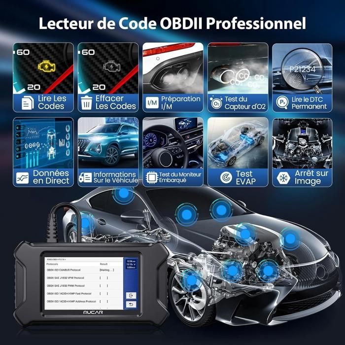 Scanner diagnostico per auto - BAZARLAND30 - MUCAR CS5 - OBDII - Touchscreen HD da 5