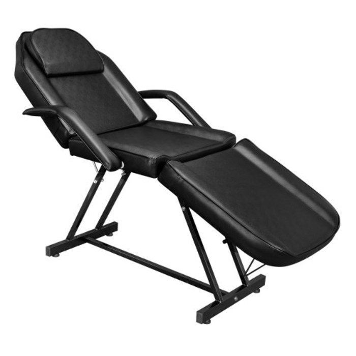Lettino da massaggio con struttura in ferro - gambe e schienale regolabili - 185 x 82 x 70 cm, colore nero.