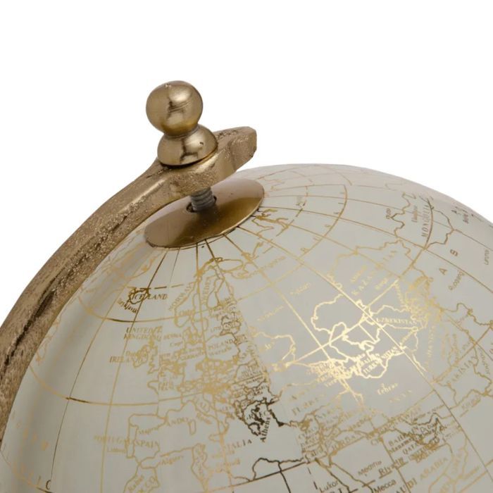 Decorative Globe - Gold and Cream - Metal - 29cm x 15cm x 15cm