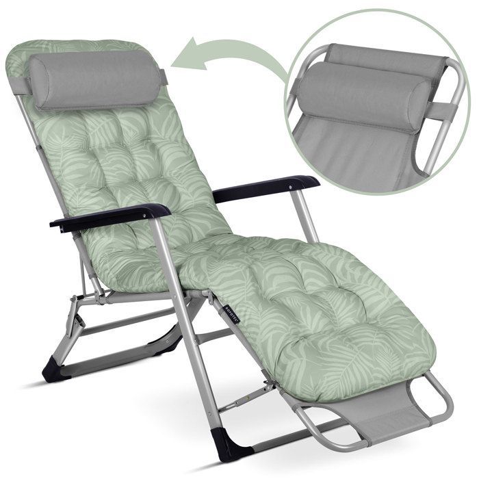 Tumbona plegable de jardín - Sofotel - Cojín ChillWell - Juego de 2 piezas - Verde claro - Ajustable