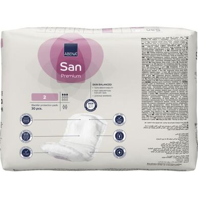 Abena San Premium näkymätön vuotosuoja 2 inkontinenssisuojaa, anatominen muoto, 30 kpl.