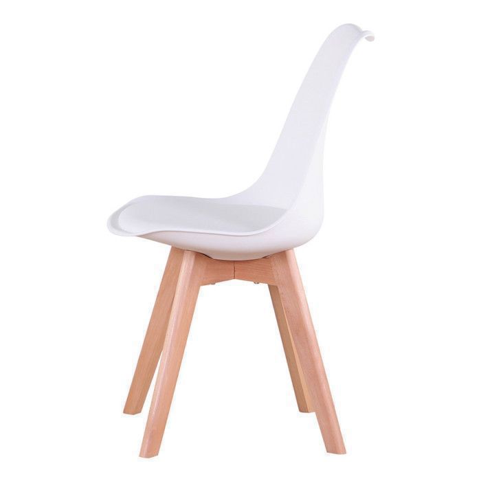 Set van 4 stoelen - DOWISDOLY - Scandinavische stoelen - Lederen zitkussen - B 49 x D 42 x H 83 cm (wit)