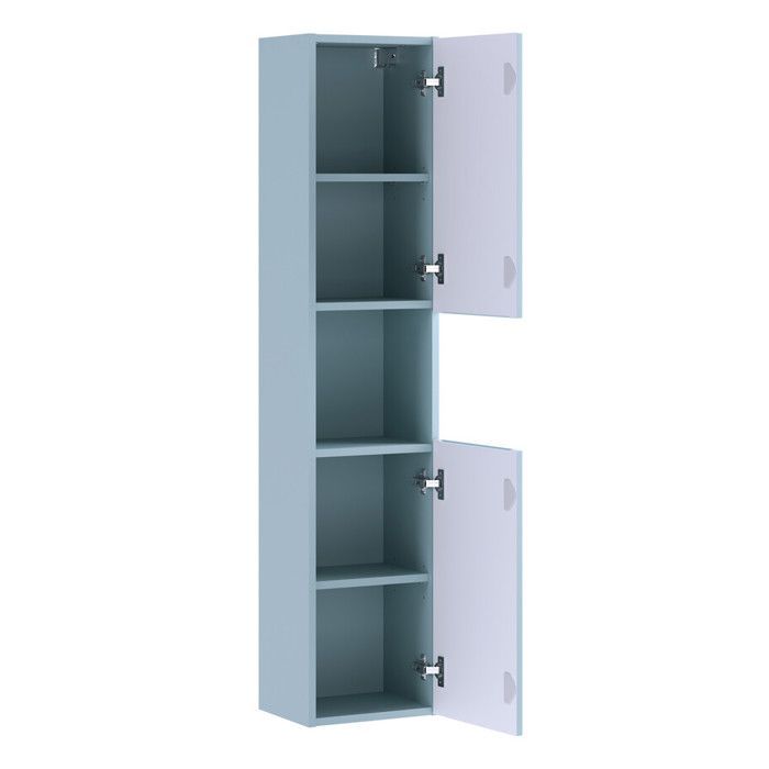 Ensemble meuble suspendu double vasques 140 cm avec plan chêne et colonne 30 x 140 cm NOVA DENIM