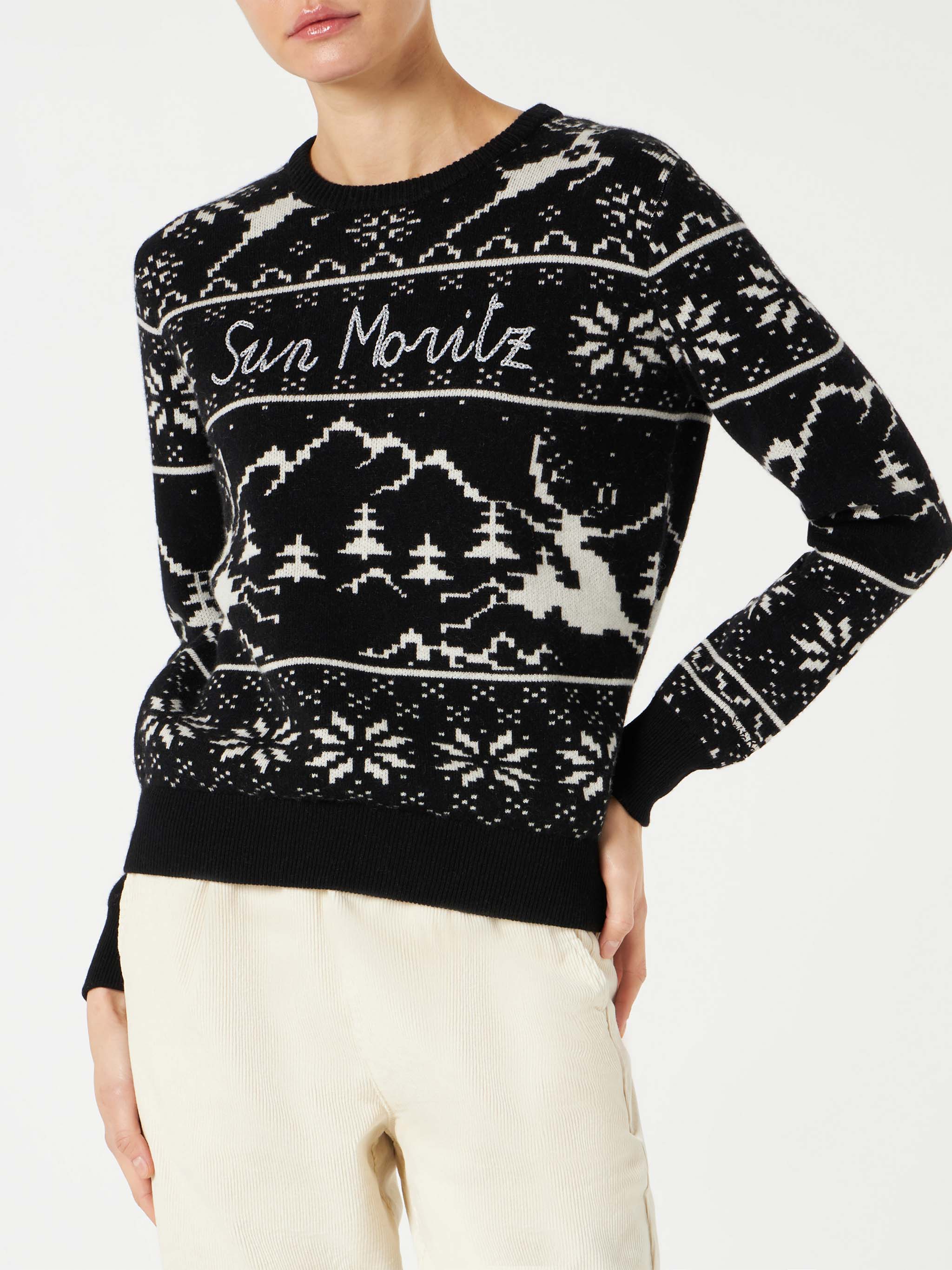 Pull pour femme avec imprimé de style norvégien et broderie Sun Moritz