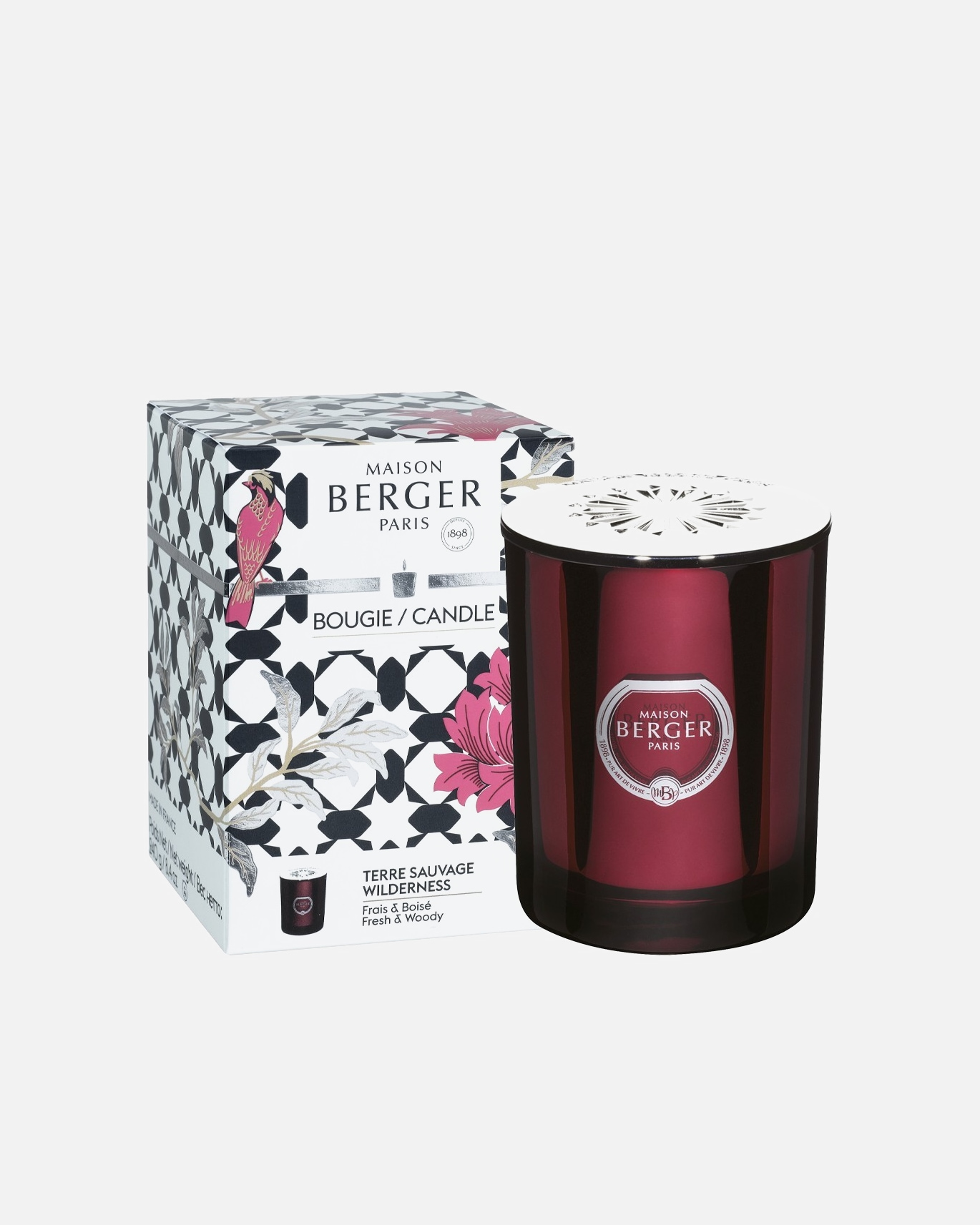 Maison Berger BOUGIE PRISME GRENAT /TERRE SAUVAGE